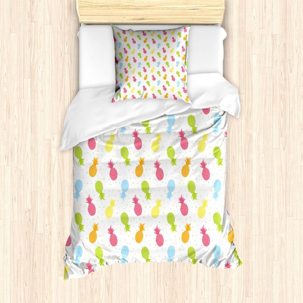 Abakuhaus Set Copripiumino Per Letto Singolo, Frutta Tropicale Fresca, Antiacaro, Adatto A Chi Soffre Di Allergie, Con Federa, 135 Cm X 200 Cm - 80 X 80 Cm, Multicolore-image