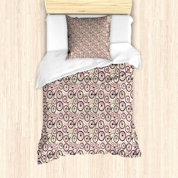 Set Copripiumino Abakuhaus Per Letti Singoli, Motivi Floreali Rosa, Antiacaro, Adatto A Chi Soffre Di Allergie, Con Federa, 135 Cm X 200 Cm - 80 X 80 Cm, Giallo Pallido Marrone Scuro-image