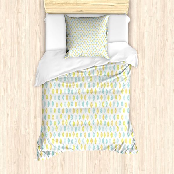 Abakuhaus Set Copripiumino Giallo E Blu Per Letti Singoli, Simplistic Summary, Antiacaro, Adatto A Chi Soffre Di Allergie, Con Federa, 135 Cm X 200 Cm - 80 X 80 Cm, Terra Giallo Azzurro-image