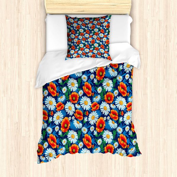 Abakuhaus Set Copripiumino Per Letto Singolo, Margherite Colorate Vivaci, Antiacaro, Adatto A Chi Soffre Di Allergie, Con Federa, 135 Cm X 200 Cm - 80 X 80 Cm, Multicolore-image