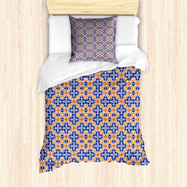 Set Copripiumino Abakuhaus Boho Per Letti Singoli, Disegno A Stelle Marocchine, Antiacaro E Anallergico, Con Federa, 135 Cm X 200 Cm - 80 X 80 Cm, Multicolore-image