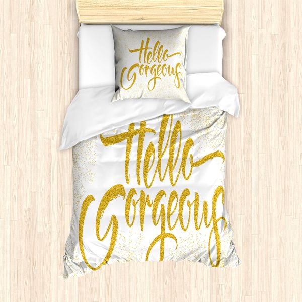 Abakuhaus Ciao Splendido Set Copripiumino Per Letti Singoli, Grafica, Antiacaro, Adatto A Chi Soffre Di Allergie, Con Federa, 135 Cm X 200 Cm - 80 X 80 Cm, Yellow Earth Giallo-image