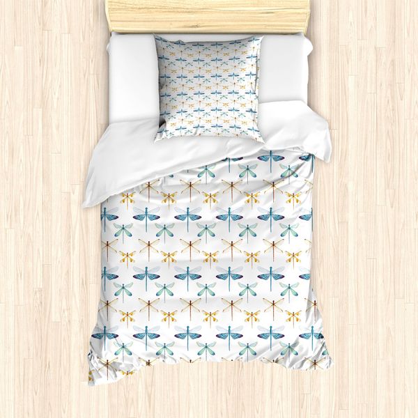 Abakuhaus Set Copripiumino Libelle Per Letti Singoli, Motivo Acquerello Bug, Antiacaro, Adatto A Chi Soffre Di Allergie, Con Federa, 135 Cm X 200 Cm - 80 X 80 Cm, Multicolore-image