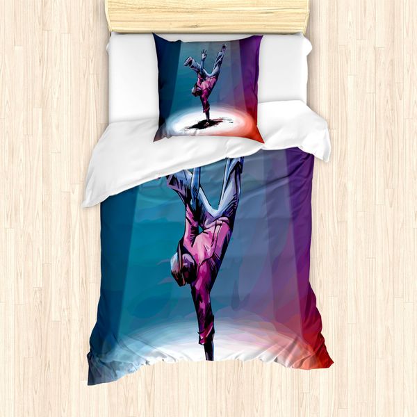 Abakuhaus Set Copripiumino Per Lettini Singoli, Disegno Di Ballerina, Antiacaro, Adatto A Chi Soffre Di Allergie, Con Federa, 135 Cm X 200 Cm - 80 X 80 Cm, Multicolore-image