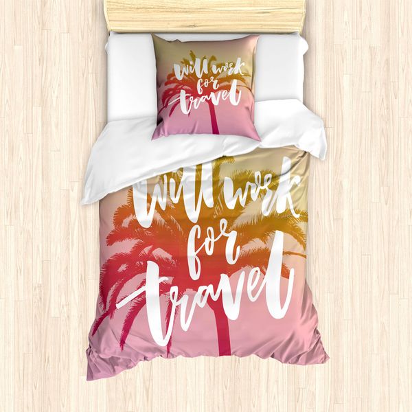 Abakuhaus Set Copripiumino Per Letti Singoli, Motivo Palm, Antiacaro, Adatto A Chi Soffre Di Allergie, Con Federa, 135 Cm X 200 Cm - 80 X 80 Cm, Multicolore-image