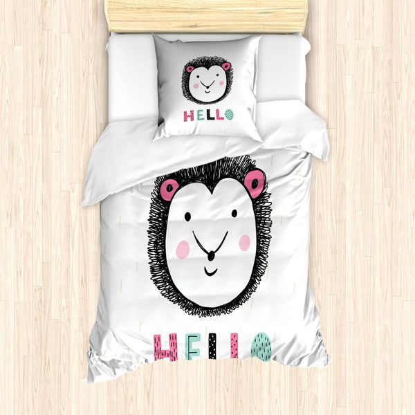 Abakuhaus Set Copripiumino Per Letto Singolo, Disegno Animale, Antiacaro, Adatto A Chi Soffre Di Allergie, Con Federa, 135 Cm X 200 Cm - 80 X 80 Cm, Rosa, Azzurro E Nero-image