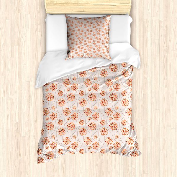 Set Copripiumino Abakuhaus Autunnale Per Letti Singoli, Fiori Astratti Pastello, Antiacaro, Adatto A Chi Soffre Di Allergie, Con Federa, 135 Cm X 200 Cm - 80 X 80 Cm, Multicolore-image