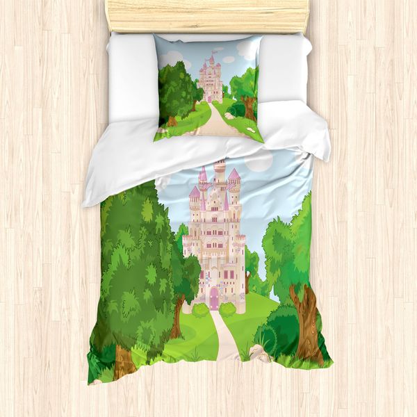 Abakuhaus Set Copripiumino Da Letto Singolo, Edifici Medievali, Antiacaro, Adatto A Chi Soffre Di Allergie, Con Federa, 135 Cm X 200 Cm - 80 X 80 Cm, Multicolore-image