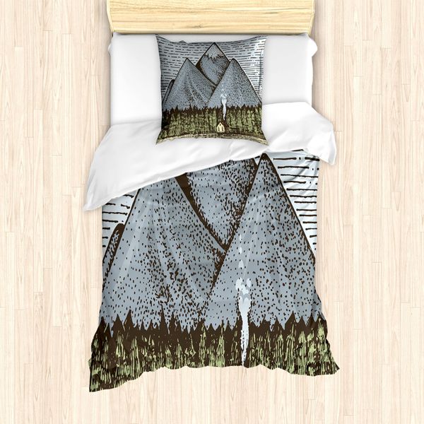 Abakuhaus Set Copripiumino Per Letto Singolo, FlüChtiges Land, Antiacaro, Adatto A Chi Soffre Di Allergie, Con Federa, 135 Cm X 200 Cm - 80 X 80 Cm, Blu Ardesia Verde Tortora-image