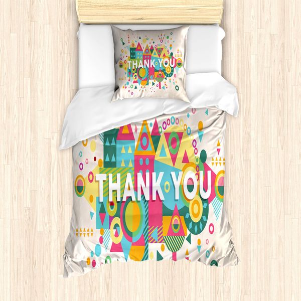 Abakuhaus Set Copripiumino Per Letto Singolo, Motivazionale Grazie, Antiacaro, Adatto A Chi Soffre Di Allergie, Con Federa, 135 Cm X 200 Cm - 80 X 80 Cm, Multicolore-image