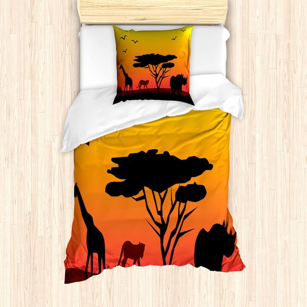 Abakuhaus Set Copripiumino Per Letti Singoli Con Motivi Animali, Antiacaro E Anallergico, Con Federa, 135 Cm X 200 Cm - 80 X 80 Cm, Multicolore-image