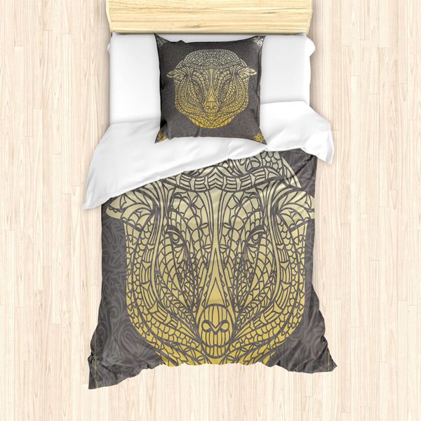 Abakuhaus Set Copripiumino Per Letto Singolo, Motivo Floreale Sfumato, Antiacaro, Adatto A Chi Soffre Di Allergie, Con Federa, 135 Cm X 200 Cm - 80 X 80 Cm, Terra Giallo Giallo Pallido-image