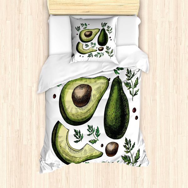 Abakuhaus Set Copripiumino Per Letto Singolo, Tropical Fruit Elements, Antiacaro, Adatto A Chi Soffre Di Allergie, Con Federa, 135 Cm X 200 Cm - 80 X 80 Cm, Multicolore-image