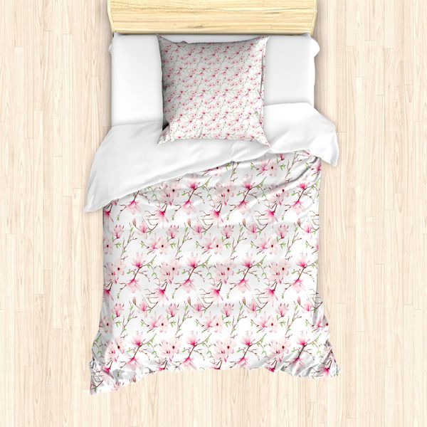 Set Copripiumino Abakuhaus Per Letti Singoli, Disegno 3D Magnolia, Antiacaro, Adatto A Chi Soffre Di Allergie, Con Federa, 135 Cm X 200 Cm - 80 X 80 Cm, Multicolore-image