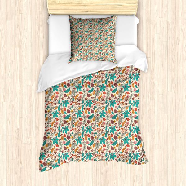 Abakuhaus Set Copripiumino Per Letti Singoli, Noci E Bacche Stagionali, Antiacaro, Adatto A Chi Soffre Di Allergie, Con Federa, 135 Cm X 200 Cm - 80 X 80 Cm, Multicolore-image