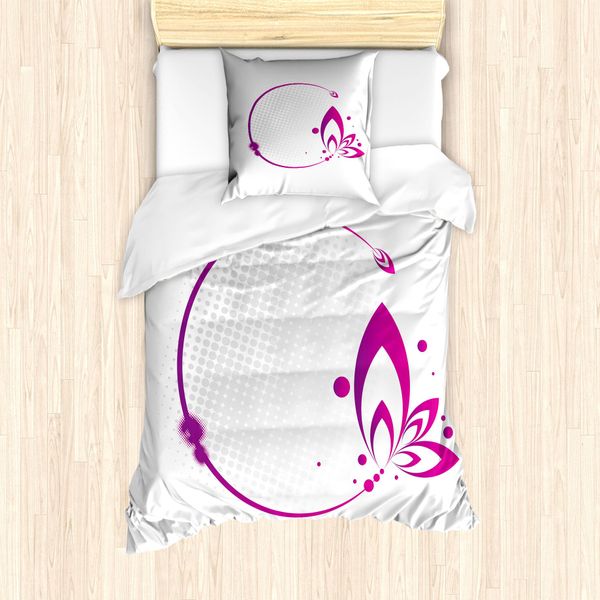 Abakuhaus Set Copripiumino Per Letti Singoli, Semplice Fiore Ast Foglia, Antiacaro, Adatto A Chi Soffre Di Allergie, Con Federa, 135 Cm X 200 Cm - 80 X 80 Cm, Viola Magenta-image