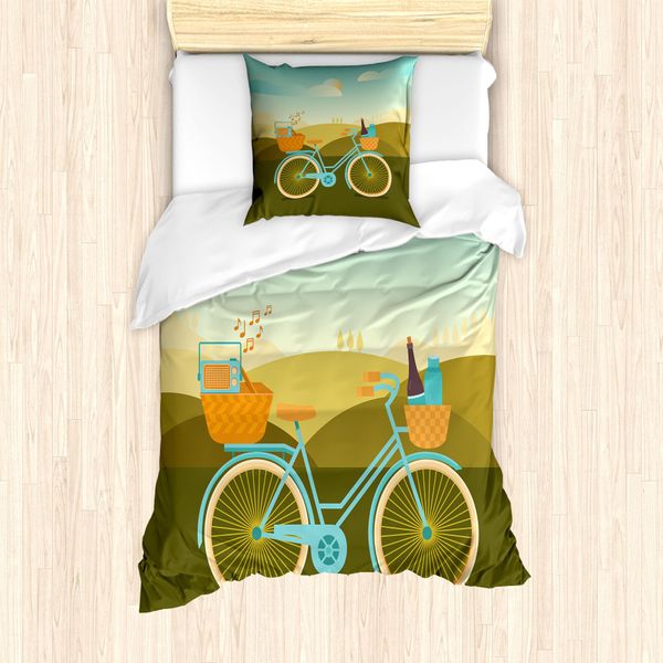 Set Copripiumino Abakuhaus Per Letti Singoli, Tema Campeggio E Picnic, Antiacaro, Adatto A Chi Soffre Di Allergie, Con Federa, 135 Cm X 200 Cm - 80 X 80 Cm, Multicolore-image