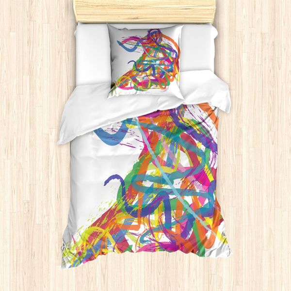 Set Copripiumino Abakuhaus Per Letti Singoli, Arte Astratta Dancer, Antiacaro, Adatto A Chi Soffre Di Allergie, Con Federa, 135 Cm X 200 Cm - 80 X 80 Cm, Multicolore-image
