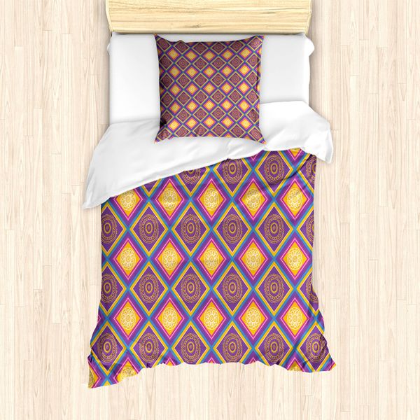 Abakuhaus Set Copripiumino Colorato Per Letti Singoli, Mosaico, Antiacaro, Adatto A Chi Soffre Di Allergie, Con Federa, 135 Cm X 200 Cm - 80 X 80 Cm, Multicolore-image