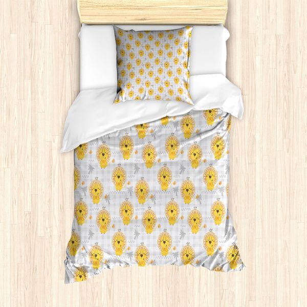 Set Copripiumino Abakuhaus Per Letti Singoli, Little Lion Cartoon, Antiacaro, Adatto A Chi Soffre Di Allergie, Con Federa, 135 Cm X 200 Cm - 80 X 80 Cm, Multicolore-image