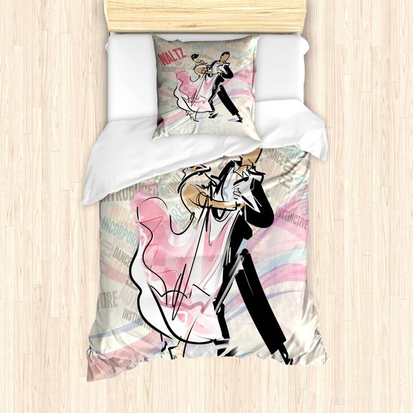 Abakuhaus Set Copripiumino Per Letto Singolo, Romantica Coppia Di Ballerini, Antiacaro, Adatto A Chi Soffre Di Allergie, Con Federa, 135 Cm X 200 Cm - 80 X 80 Cm, Multicolore-image