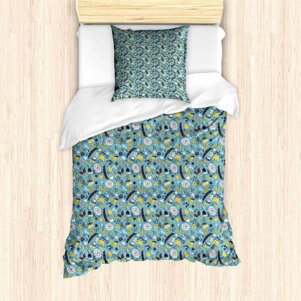 Abakuhaus Set Copripiumino Per Lettini Singoli, Funky Nature, Antiacaro, Adatto A Chi Soffre Di Allergie, Con Federa, 135 Cm X 200 Cm - 80 X 80 Cm, Multicolore-image