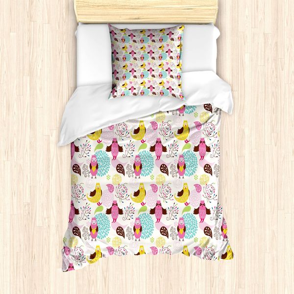 Set Copripiumino Abakuhaus Per Letti Singoli, Vivid Flora Birds, Antiacaro, Adatto A Chi Soffre Di Allergie, Con Federa, 135 Cm X 200 Cm - 80 X 80 Cm, Multicolore-image