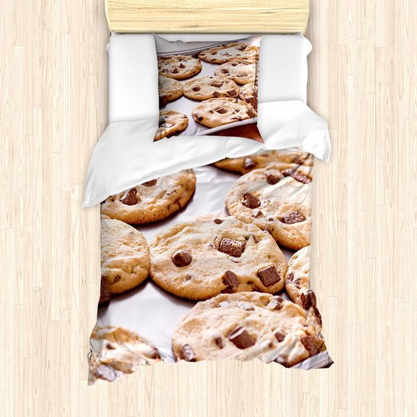 Set Copripiumino Abakuhaus, Caramelle Al Cioccolato Appena Sfornate, Tema Cucina Casalinga, 135 X 200 Cm + 80 X 80 Cm, Multicolore-image