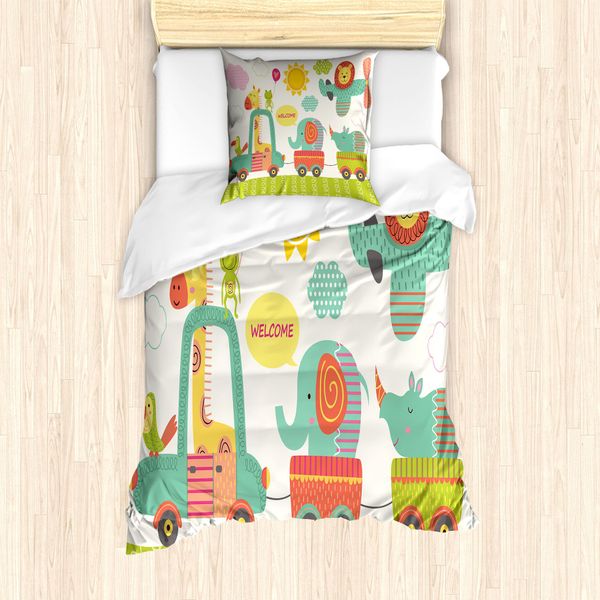 Abakuhaus Set Copripiumino Per Letti Singoli, Con Animali Della Giungla, Antiacaro, Adatto A Chi Soffre Di Allergie, Con Federa, 135 Cm X 200 Cm - 80 X 80 Cm, Multicolore-image