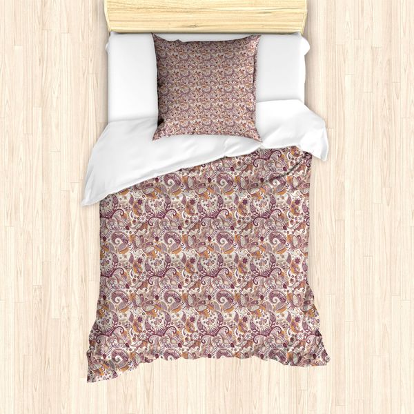 Set Copripiumino Abakuhaus Per Letti Singoli, Classico Motivo Floreale Paisley, Antiacaro E Anallergico, Con Federa, 135 Cm X 200 Cm - 80 X 80 Cm, Rose Essiccate Eggshell-image