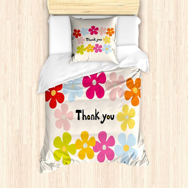 Abakuhaus Grazie Set Copripiumino Per Letti Singoli, Fiori Colorati Semplici, Antiacaro, Adatto A Chi Soffre Di Allergie, Con Federa, 135 Cm X 200 Cm - 80 X 80 Cm, Multicolore-image