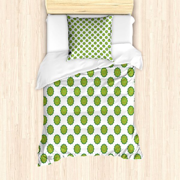 Abakuhaus Set Copripiumino Verde Mandala Per Letti Singoli, Chakra Con Fiori, Antiacaro, Adatto A Chi Soffre Di Allergie, Con Federa, 135 Cm X 200 Cm - 80 X 80 Cm, Vermiglio E Verde-image