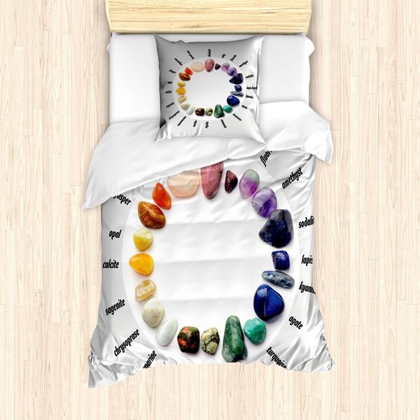Abakuhaus Set Copripiumino Per Letti Singoli, Nomi Colorati, Antiacaro, Adatto A Chi Soffre Di Allergie, Con Federa, 135 Cm X 200 Cm - 80 X 80 Cm, Multicolore-image