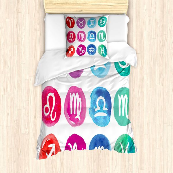 Abakuhaus Set Copripiumino Per Letti Singoli, Effetto Acquerello, Antiacaro, Adatto A Chi Soffre Di Allergie, Con Federa, 135 Cm X 200 Cm - 80 X 80 Cm, Multicolore-image