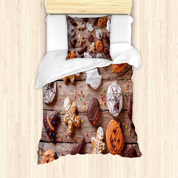 Abakuhaus Set Copripiumino Per Letti Singoli, Dolci Al Cioccolato, Antiacaro, Adatto A Chi Soffre Di Allergie, Con Federa, 135 Cm X 200 Cm - 80 X 80 Cm, Multicolore-image