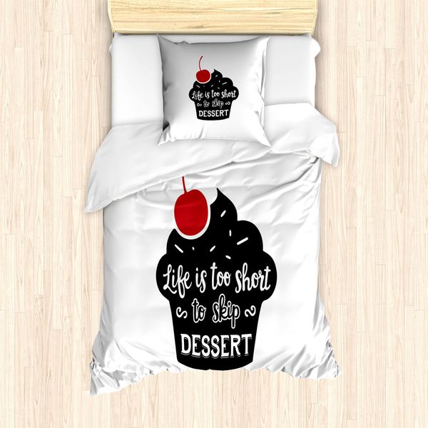 Set Copripiumino Abakuhaus Per Letti Singoli, Silhouette Di Pasticcini, Antiacaro, Adatto A Chi Soffre Di Allergie, Con Federa, 135 Cm X 200 Cm - 80 X 80 Cm, Grigio Antracite Vermiglio-image