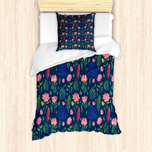 Abakuhaus Set Copripiumino Asiatico Per Letti Singoli, Spring Season Natur, Antiacaro, Adatto A Chi Soffre Di Allergie, Con Federa, 135 Cm X 200 Cm - 80 X 80 Cm, Multicolore-image