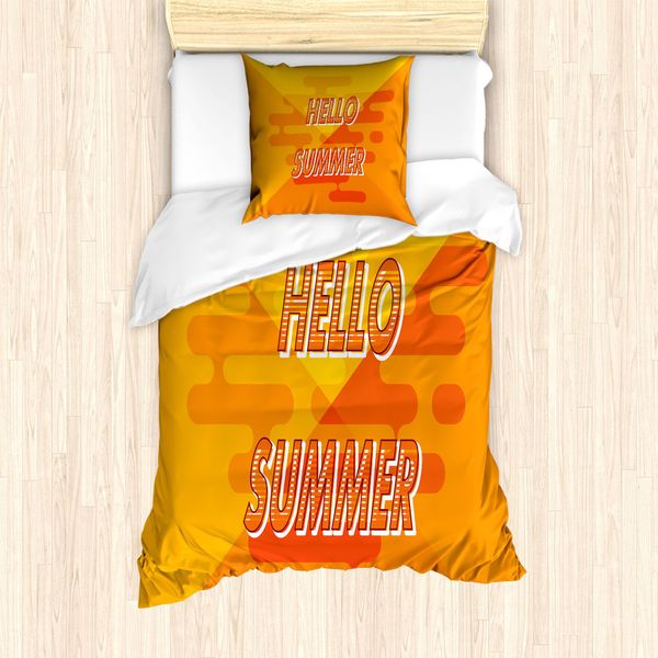 Abakuhaus Set Copripiumino Hello Summer Per Letti Singoli, Design Astratto Hello Summer, Antiacaro, Adatto A Chi Soffre Di Allergie, Con Federa, 135 Cm X 200 Cm - 80 X 80 Cm, Arancione Senape-image