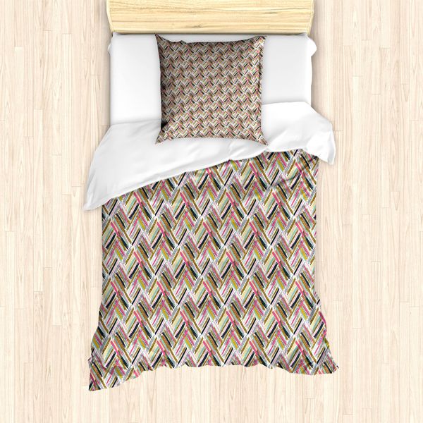 Set Copripiumino A Righe Abakuhaus Per Letti Singoli, Motivo Artistico A Pois E Linee, Antiacaro, Adatto A Chi Soffre Di Allergie, Con Federa, 135 Cm X 200 Cm - 80 X 80 Cm, Multicolore-image