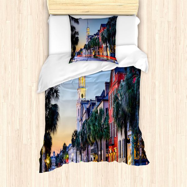 Abakuhaus Set Copripiumino Charleston Per Letti Singoli, Motivi Meridionali, Antiacaro, Adatto A Chi Soffre Di Allergie, Con Federa, 135 Cm X 200 Cm - 80 X 80 Cm, Multicolore-image