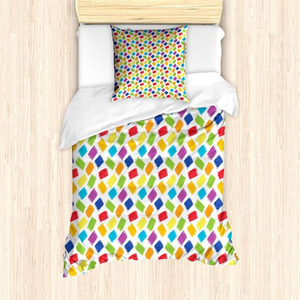 Abakuhaus Set Copripiumino Astratto Per Letti Singoli, Childish Crayon Scribbles, Antiacaro, Adatto A Chi Soffre Di Allergie, Con Federa, 135 Cm X 200 Cm - 80 X 80 Cm, Multicolore-image