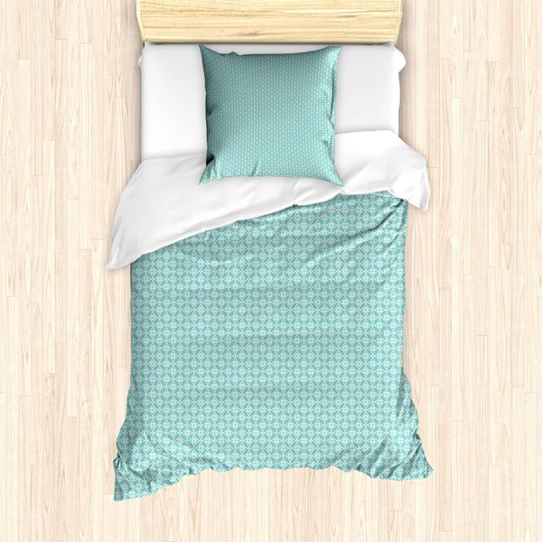 Abakuhaus Set Copripiumino Art DéCo Per Letti Singoli, Oriental Curlicue Circular, Antiacaro E Anallergico, Con Federa, 135 Cm X 200 Cm - 80 X 80 Cm, Bianco Schiuma Di Mare-image