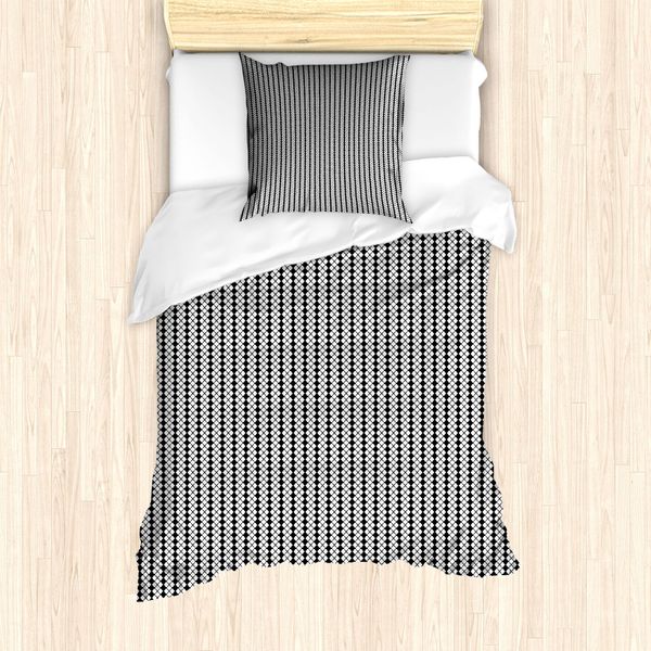 Abakuhaus Set Copripiumino Geometrico Astratto Per Letti Singoli, Rhombus Grids, Antiacaro, Adatto A Chi Soffre Di Allergie, Con Federa, 135 Cm X 200 Cm - 80 X 80 Cm, Grigio Antracite Bianco-image