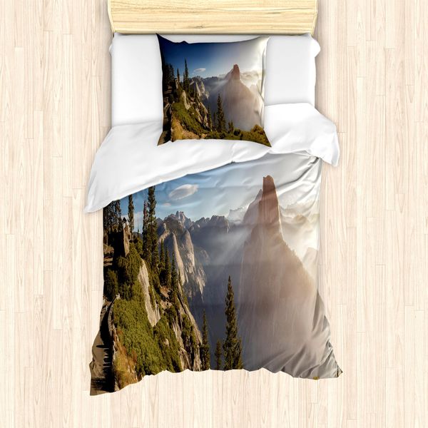 Abakuhaus Set Copripiumino Per Letto Singolo, Panorama Della Yosemite Valley, Antiacaro, Adatto A Chi Soffre Di Allergie, Con Federa, 135 Cm X 200 Cm - 80 X 80 Cm, Multicolore-image
