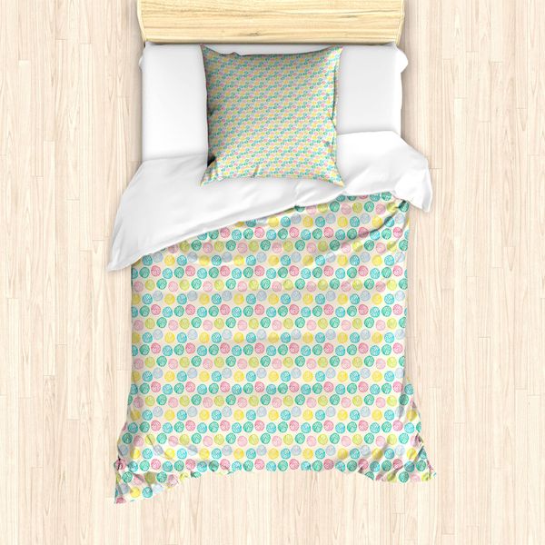 Abakuhaus Set Copripiumino Astratto Per Letti Singoli, Cerchi Pastello Nursery, Antiacaro, Adatto A Chi Soffre Di Allergie, Con Federa, 135 Cm X 200 Cm - 80 X 80 Cm, Multicolore-image