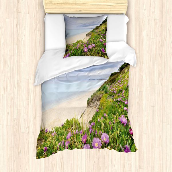 Set Copripiumino Abakuhaus Wildflower Per Letti Singoli, Egeo Con Blooming, Antiacaro, Adatto A Chi Soffre Di Allergie, Con Federa, 135 Cm X 200 Cm - 80 X 80 Cm, Azzurro E Multicolore-image