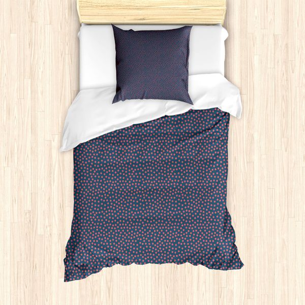 Abakuhaus Set Copripiumino A Pois Per Letti Singoli, Motivi Retrò Casuali, Antiacaro, Adatto A Chi Soffre Di Allergie, Con Federa, 135 Cm X 200 Cm - 80 X 80 Cm, Blu Rubino-Ardesia-image