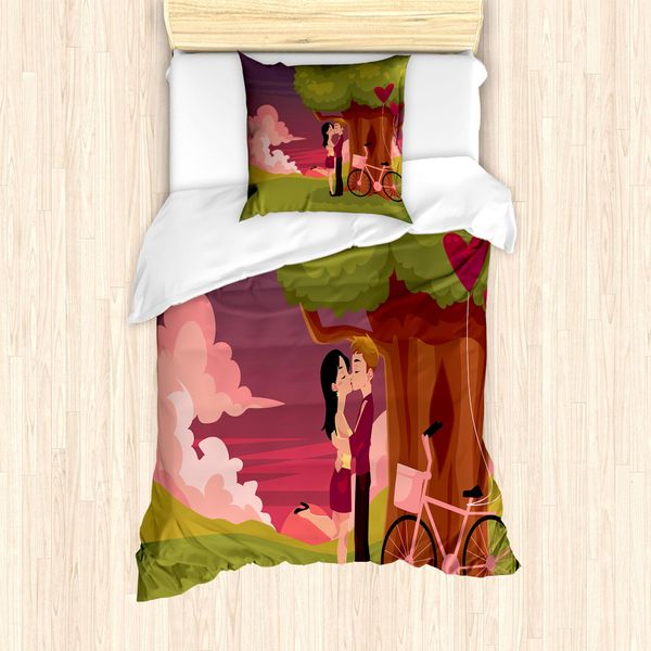 Abakuhaus Set Copripiumino Per Letti Singoli, Coppia Doodle, Antiacaro, Adatto A Chi Soffre Di Allergie, Con Federa, 135 Cm X 200 Cm - 80 X 80 Cm, Multicolore-image