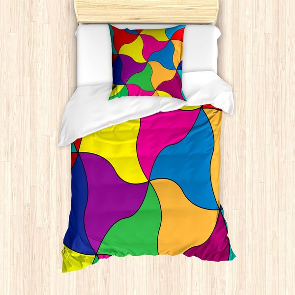 Abakuhaus Set Copripiumino Geometrico Astratto Per Letti Singoli, Modern Fragments, Antiacaro, Adatto A Chi Soffre Di Allergie, Con Federa, 135 Cm X 200 Cm - 80 X 80 Cm, Multicolore-image