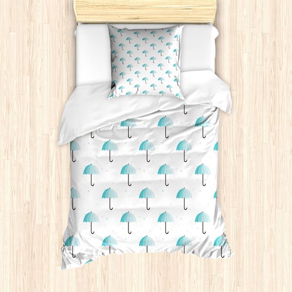 Abakuhaus Set Copripiumino Per Letto Singolo, Motivo A Gocce Irregolari, Antiacaro, Adatto A Chi Soffre Di Allergie, Con Federa, 135 Cm X 200 Cm - 80 X 80 Cm, Blu Pallido Seafoam-image